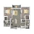 Charming floor plan showcasing 2 cozy bedrooms, modern open-concept living space, sleek kitchen, and stylish bathrooms.