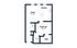 Modern floor plan showcasing a spacious 1-bedroom apartment with open-concept living room, sleek kitchen, full bathroom, and convenient in-unit laundry.