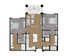 Elegant 2D floor plan featuring 3 bedrooms, a stylish open living area, and a modern kitchen.