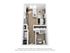 Modern 3D floor plan with one bedroom, cozy living space, sleek kitchen, and stylish bathroom.