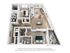 Charming 3D floor plan featuring two cozy bedrooms, a stylish open living area, modern kitchen with island, and inviting balcony space.