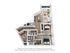 Contemporary 3D floor plan with two bedrooms, inviting living area, modern kitchen, and balcony access.