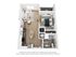 Chic 3D apartment floor plan featuring a cozy bedroom, inviting living area with corner sofa, modern kitchen, and balcony access.