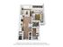 Contemporary 3D floor plan showcasing a cozy one-bedroom apartment with an open-concept kitchen and living area, a spacious bathroom, and private balcony access.