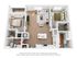 Modern 3D floor plan showcasing 2 elegant bedrooms, spacious open-concept living area, sleek kitchen with island, and two stylish bathrooms.