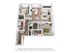 Modern 3D floor plan featuring 2 bedrooms, spacious living room, sleek kitchen with island, and cozy balcony.
