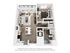 Modern open-concept floor plan featuring a cozy bedroom, spacious living area, and sleek kitchen with a breakfast bar.
