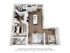 Modern 3D floor plan with one bedroom, stylish kitchen, spacious living area, and cozy balcony, offering a blend of comfort and elegance.