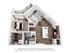 Modern 3D floor plan showcasing a cozy one-bedroom apartment with an elegant open-concept kitchen and living area, stylish bathroom, and convenient in-unit laundry with a balcony.