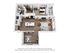 Modern 3D floor plan showcasing a stylish 1-bedroom apartment with open-concept kitchen, cozy living area, and balcony.