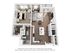 Chic 3D floor plan showcasing a cozy one-bedroom apartment with a stylish open-concept living area, modern kitchen, and inviting balcony.