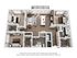 Chic 3D floor plan showcasing a spacious layout with 3 bedrooms, a modern open-plan living area, and a sleek kitchen with an island.