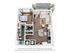 Modern open-concept apartment floor plan with one spacious bedroom, a bright living room, sleek kitchen island, and large balcony space.