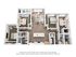 Elegant 3D floor plan showcasing a stylish apartment with three bedrooms, an open living area, and a modern kitchen, perfect for comfortable living.