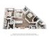 Modern 2-bedroom apartment floor plan with open-concept living area, stylish kitchen island, and spacious walk-in closets.