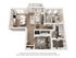 Modern 3D floor plan featuring a cozy living room, sleek kitchen with island seating, 1 bedroom, and a spacious bathroom.