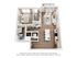 Modern 3D floor plan showcasing a chic apartment with 1 bedroom, elegant open-concept kitchen, and a bright living area opening to a balcony.