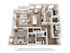 Modern 3D floor plan showcasing an open-concept living area with two bedrooms, a stylish kitchen, and two bathrooms, perfect for comfortable urban living.