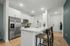 kitchen with large island facing the entrance