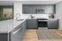 Furnished kitchen with gray cabinets