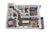 Modern two-bedroom apartment floor plan with spacious living area, kitchen, and private balcony.