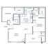 Contemporary 2D floor plan featuring 2 bedrooms, a living area, and an outdoor patio space.