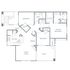 Thoughtfully designed floor plan featuring 3 bedrooms, a spacious living room, and a modern kitchen with patio access.