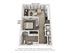 Stylish 3D floor plan of a one-bedroom apartment with an open living area, modern kitchen, and bathroom.
