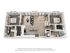 Contemporary 3D floor plan with 2 bedrooms, open-plan living and dining area, and modern kitchen.