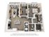 3D floor plan showcasing a stylish 1-bedroom urban apartment with an open kitchen and modern living area.