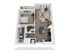 Elegant 1-bedroom floor plan with a stylish living area, modern kitchen, and balcony.