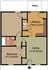 Inviting floor plan showcasing a spacious living room, a well-equipped kitchen, and one bedroom with an adjoining patio.