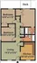 Detailed floor plan featuring two bedrooms, a living room, a kitchen, and an outdoor deck.