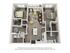 Sophisticated 3D floor plan showcasing two bedrooms, a cozy living room, and a modern kitchen.