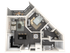 Chic floor plan featuring a spacious bedroom, living room, and an open kitchen with dining area.