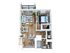 Chic 3D floor plan featuring a modern 1-bedroom apartment with an open living-dining area, contemporary kitchen, and spacious bathroom.