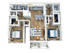 Inviting 3D apartment floor plan showcasing two bedrooms, modern kitchen with island seating, cozy living room, and stylish bathrooms.