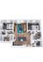 Modern 3D floor plan showcasing a chic apartment with 2 bedrooms, an open-concept living room, and a sleek kitchen island.